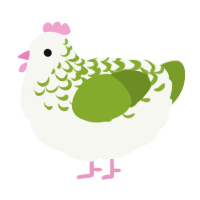 A white and chartreuse chicken with a half-lace pattern