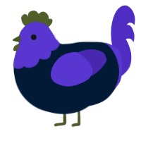 A tumblr and indigo chicken with a head pattern