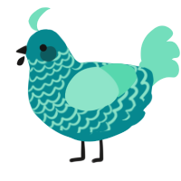 A teal and mint chicken with a lace pattern
