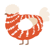 A vermilion and cream chicken with a bar pattern