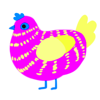 A amethyst and lemon chicken with a bar pattern