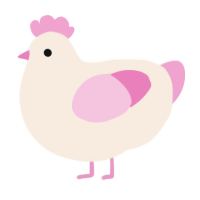 A cream and pink chicken