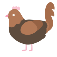 A bark and brown chicken with a head pattern