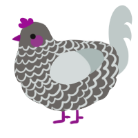 A grey and silver chicken with a lace pattern