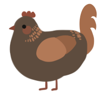 A bark and brown chicken with a neck-band pattern