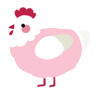 A rose and white chicken with a head pattern