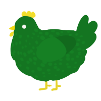 A leaf chicken with a speckle pattern