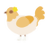 Joye, a cream and honey chicken with a head pattern