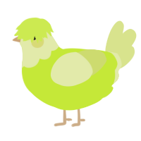 A lime and lemon chicken with a head pattern