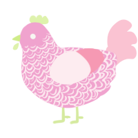A pink and rose chicken with a double-lace pattern