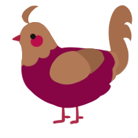 A maroon and brown chicken with a head pattern