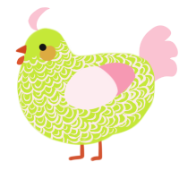 A lime and rose chicken with a double-lace pattern