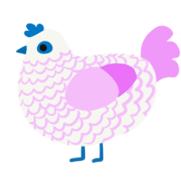A white and lavender chicken with a lace pattern