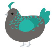 A grey and turquoise chicken with a half-lace pattern