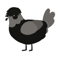 A black and grey chicken with a head pattern