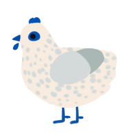 snowy, a cream and silver chicken with a speckle pattern