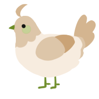 A cream and beige chicken with a head pattern