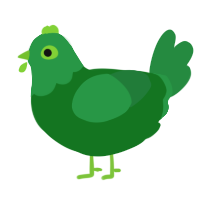 A leaf and viridian chicken with a head pattern