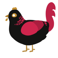 A black and crimson chicken with a neck-band pattern