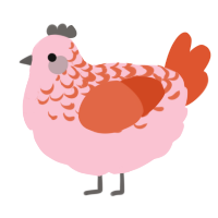 A rose and vermilion chicken with a half-lace pattern