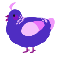 A indigo and lavender chicken with a neck-band pattern