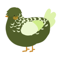 A olive and apple chicken with a half-lace pattern