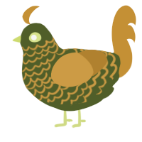 A olive and gold chicken with a lace pattern