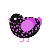 (unnamed), a black and orchid chicken with a speckle pattern