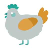 A silver and orange chicken