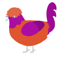 A vermilion and plum chicken with a head pattern