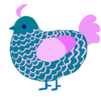 A sea and lavender chicken with a lace pattern