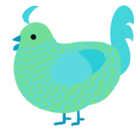 A spring and aqua chicken with a lace pattern
