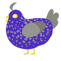 A indigo and ash chicken with a speckle pattern