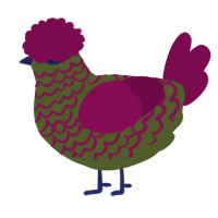 A olive and wine chicken with a lace pattern