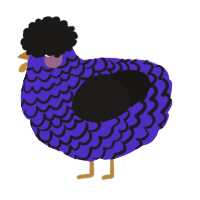 A indigo and sable chicken with a lace pattern