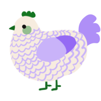 A cream and lilac chicken with a lace pattern