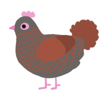 A grey and russet chicken with a lace pattern