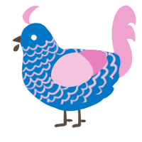 A sapphire and pink chicken with a lace pattern