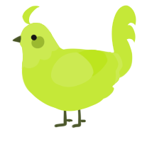 A lime chicken with a head pattern