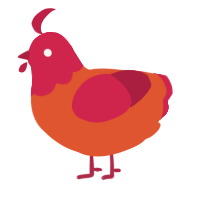 A vermilion and crimson chicken with a head pattern