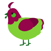 A grass and maroon chicken with a head pattern