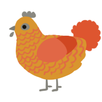 A orange and vermilion chicken with a lace pattern