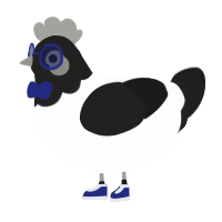 A mist and sable chicken with a head pattern