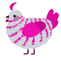 A mist and fuchsia chicken with a bar pattern