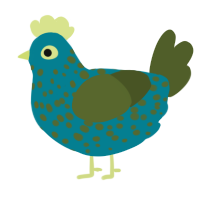 Swampgrass, a sea and olive chicken with a speckle pattern