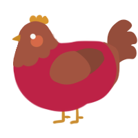 A crimson and russet chicken with a head pattern