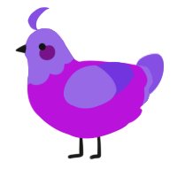 A amethyst and blurple chicken with a head pattern
