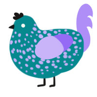 (unnamed), a teal and lilac chicken with a speckle pattern