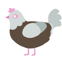 A bark and silver chicken with a head pattern