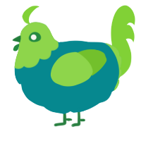 A teal and grass chicken with a head pattern